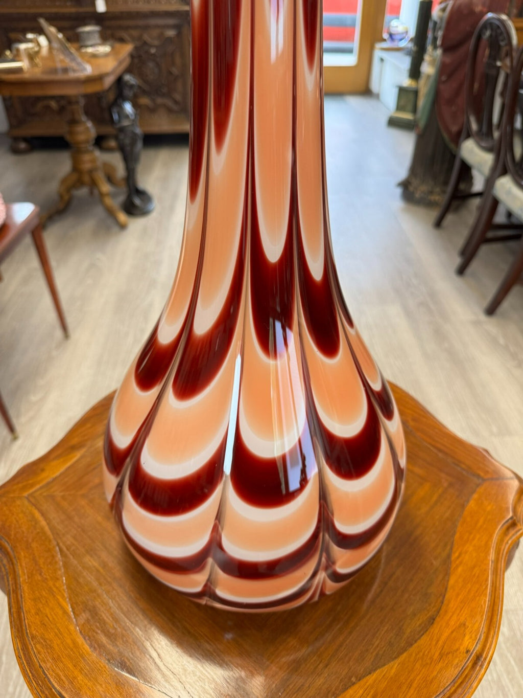 Vintage Bodenvase grosse Vase aus Glas Lollipop Space Age Schott Zwiesel 80x27cm