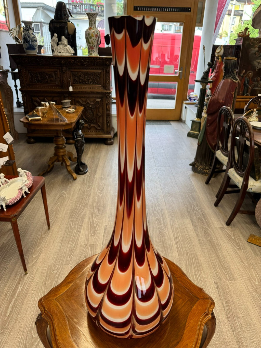 Vintage Bodenvase grosse Vase aus Glas Lollipop Space Age Schott Zwiesel 80x27cm
