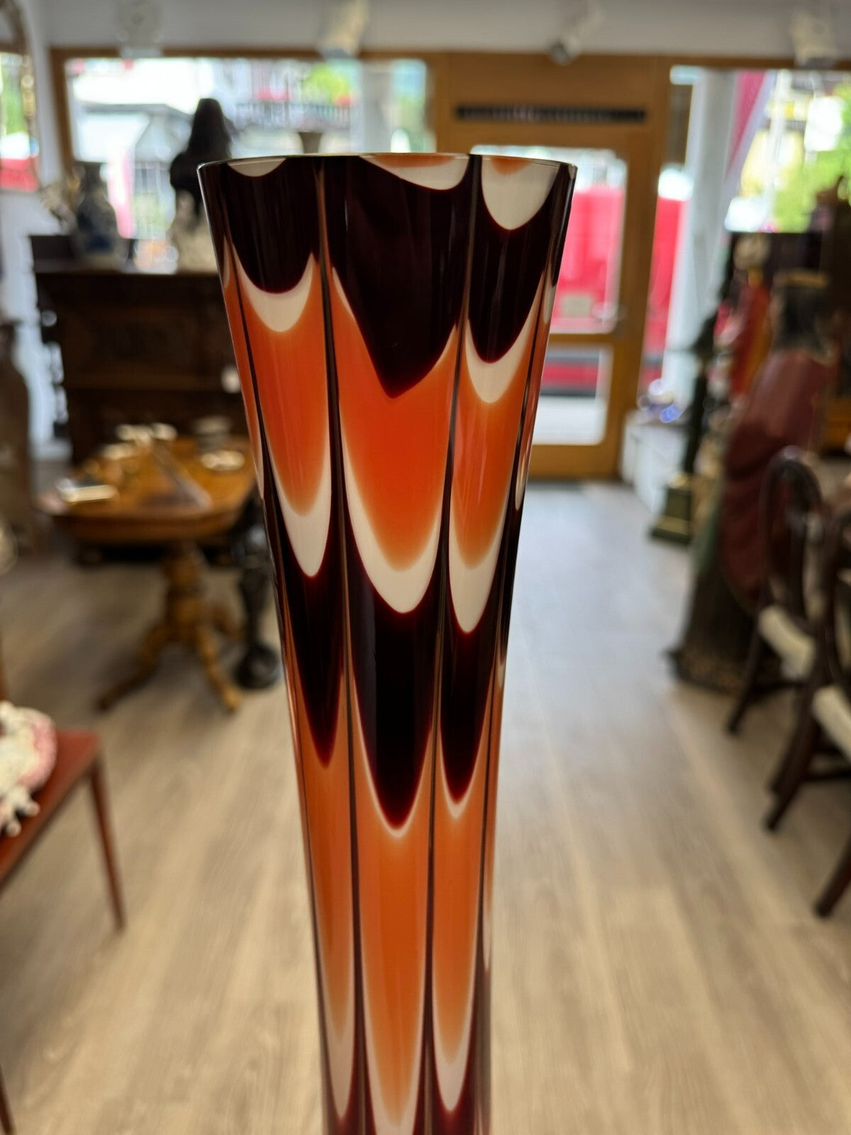 Vintage Bodenvase grosse Vase aus Glas Lollipop Space Age Schott Zwiesel 80x27cm