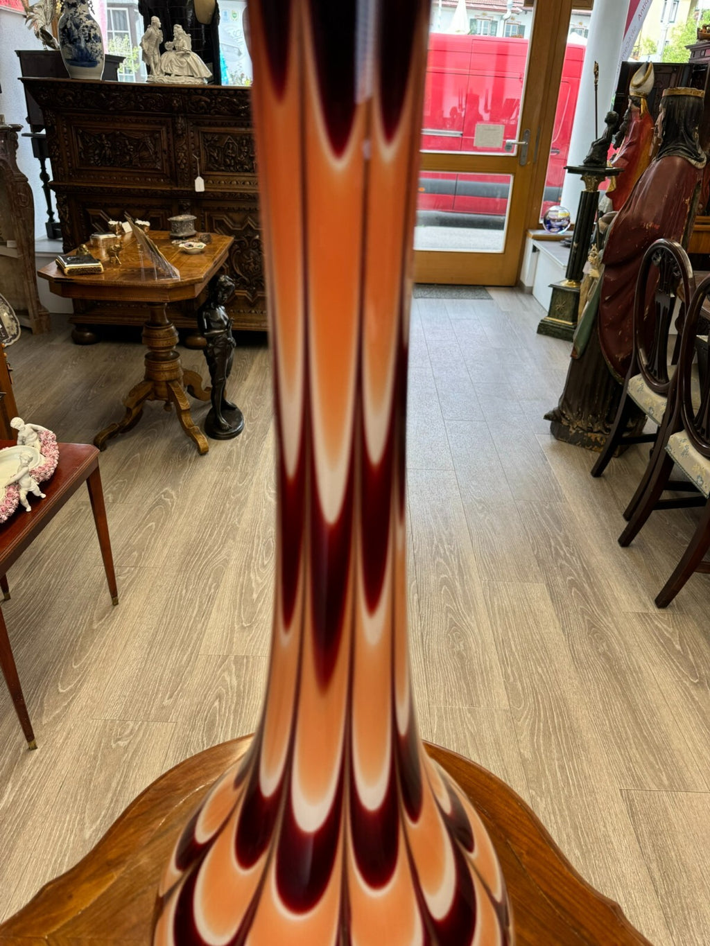Vintage Bodenvase grosse Vase aus Glas Lollipop Space Age Schott Zwiesel 80x27cm