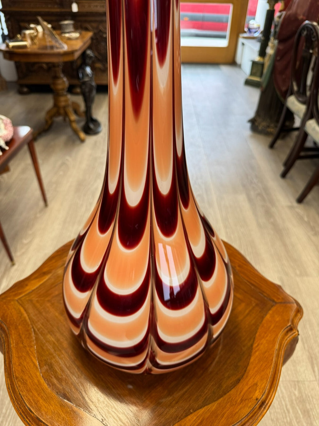 Vintage Bodenvase grosse Vase aus Glas Lollipop Space Age Schott Zwiesel 80x27cm