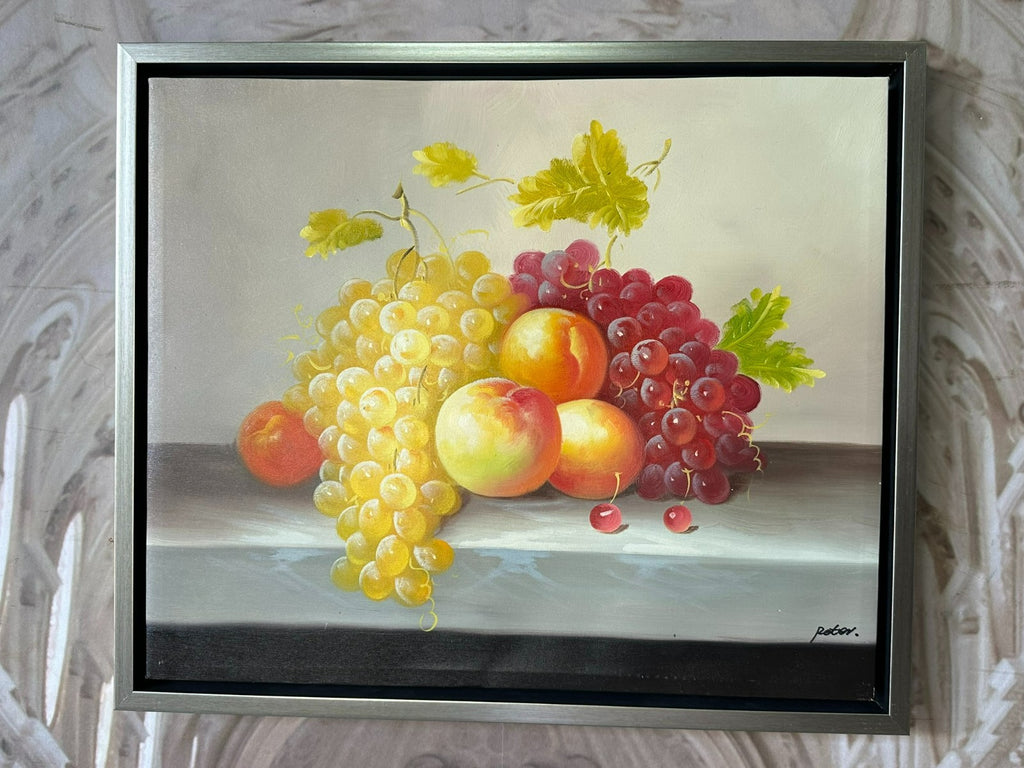 Ölgemälde auf Leinwand Gemälde Obst Stillleben Rahmen signiert