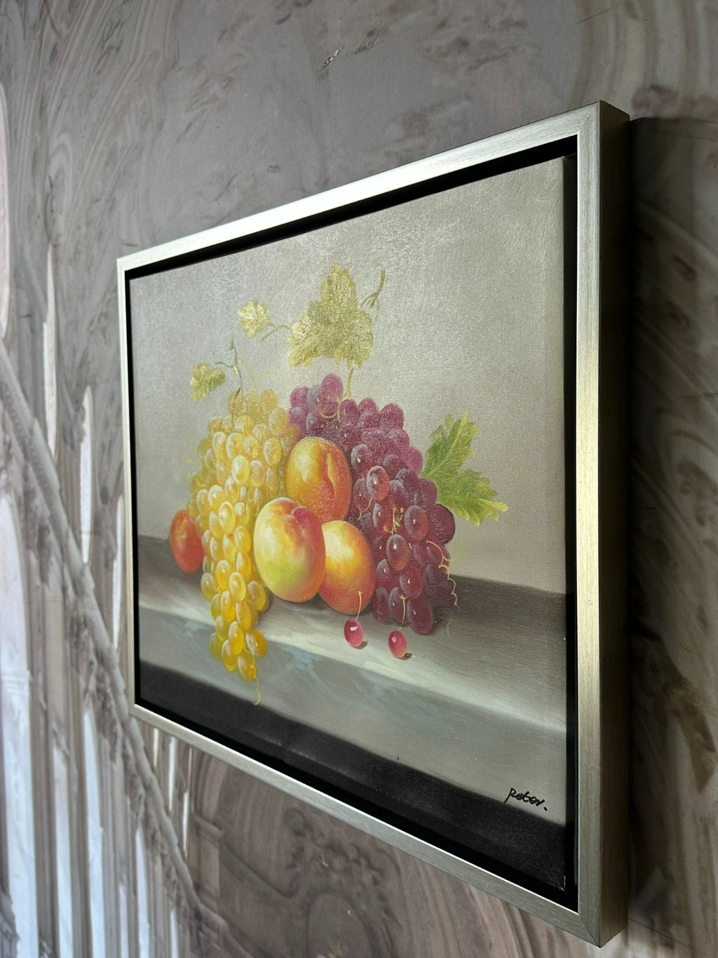 Ölgemälde auf Leinwand Gemälde Obst Stillleben Rahmen signiert