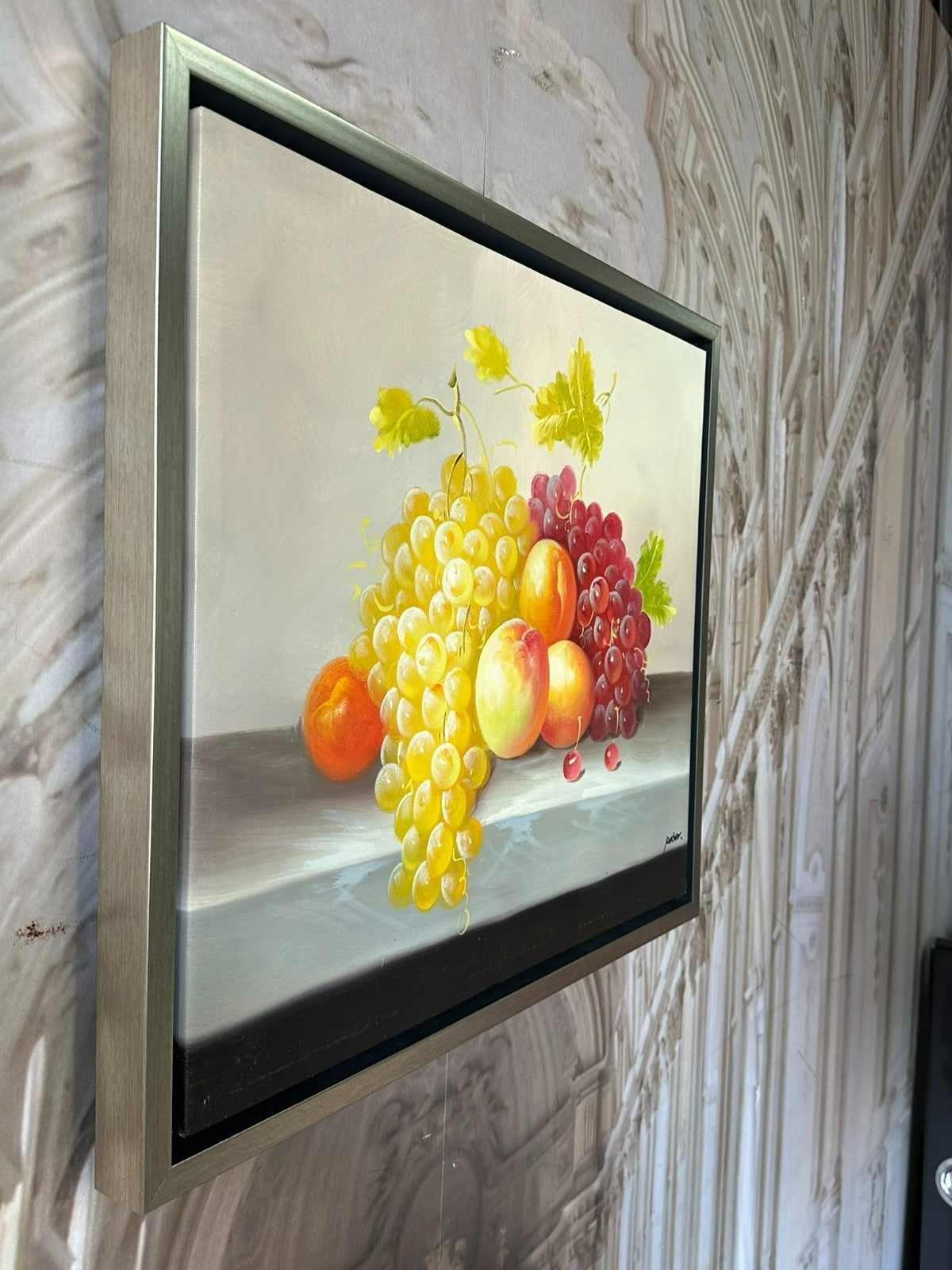 Ölgemälde auf Leinwand Gemälde Obst Stillleben Rahmen signiert