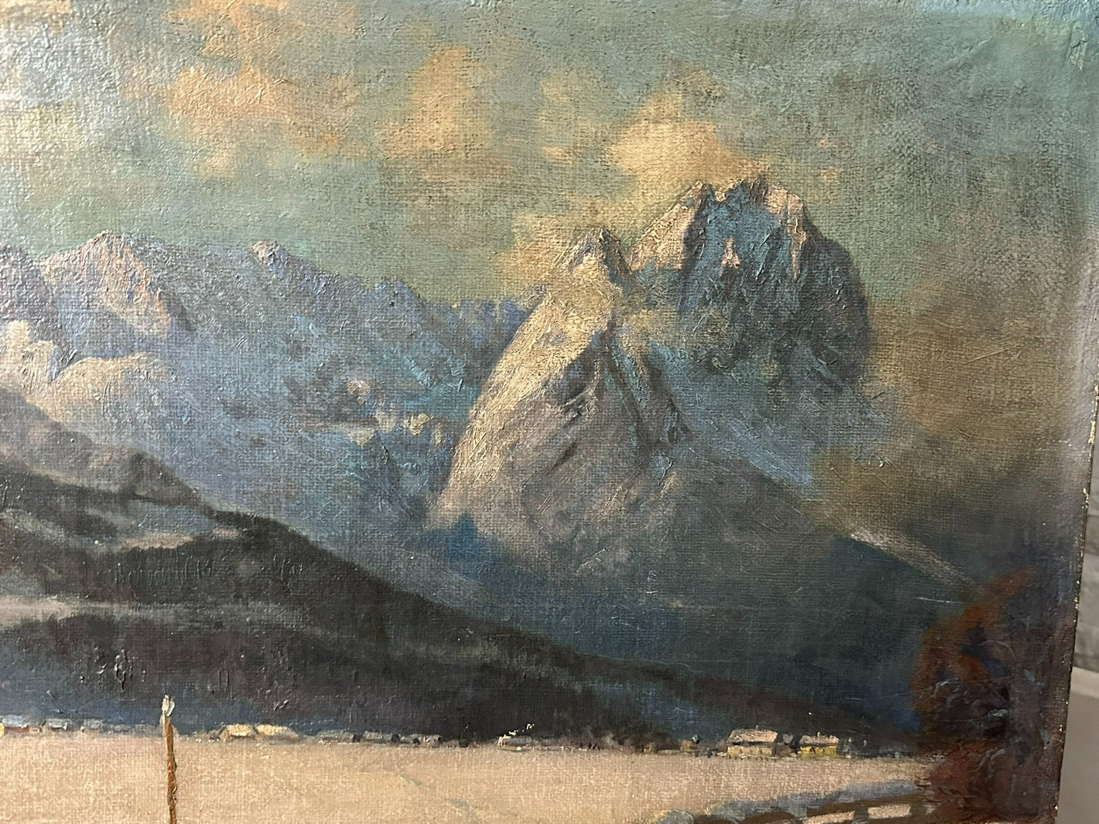 Carl Müller-Baumgarten (1879-1964) Ölgemälde Winter Landschaft vor Gebirge