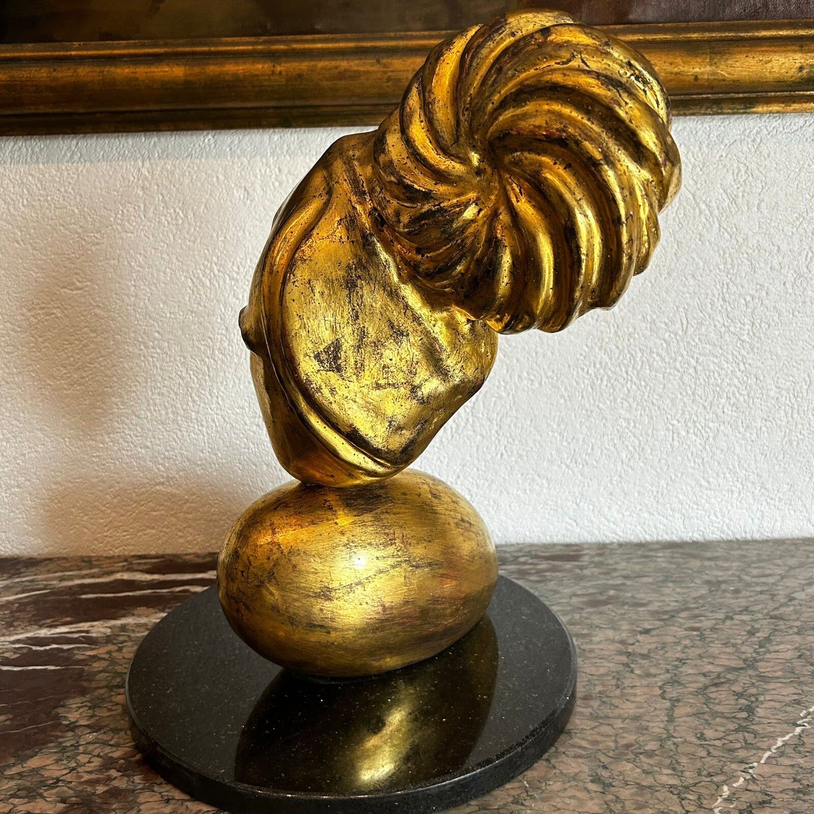 Unikat Keramik Skulptur Modern Clara Enzo Arduini vergoldet Granit Sockel