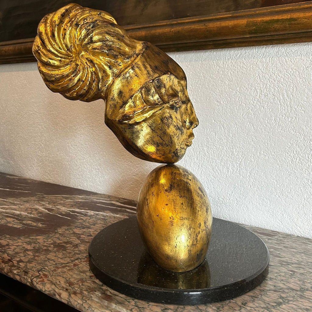 Unikat Keramik Skulptur Modern Clara Enzo Arduini vergoldet Granit Sockel