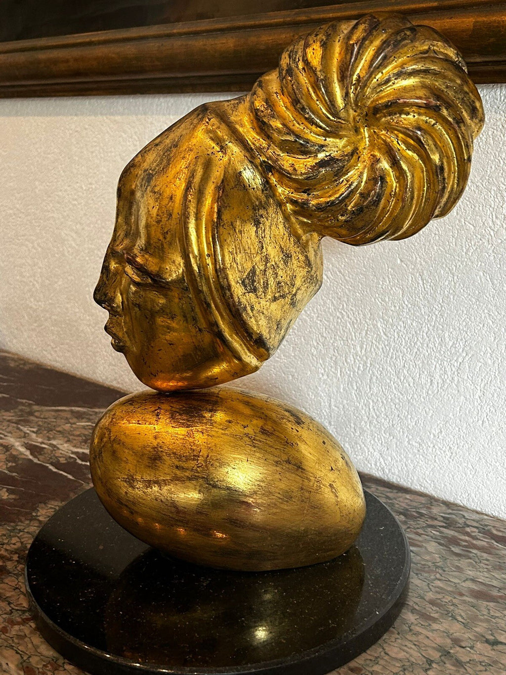 Unikat Keramik Skulptur Modern Clara Enzo Arduini vergoldet Granit Sockel