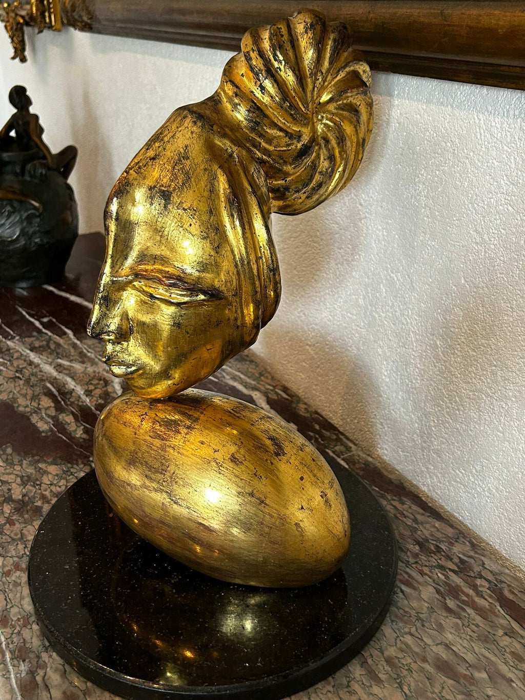 Unikat Keramik Skulptur Modern Clara Enzo Arduini vergoldet Granit Sockel