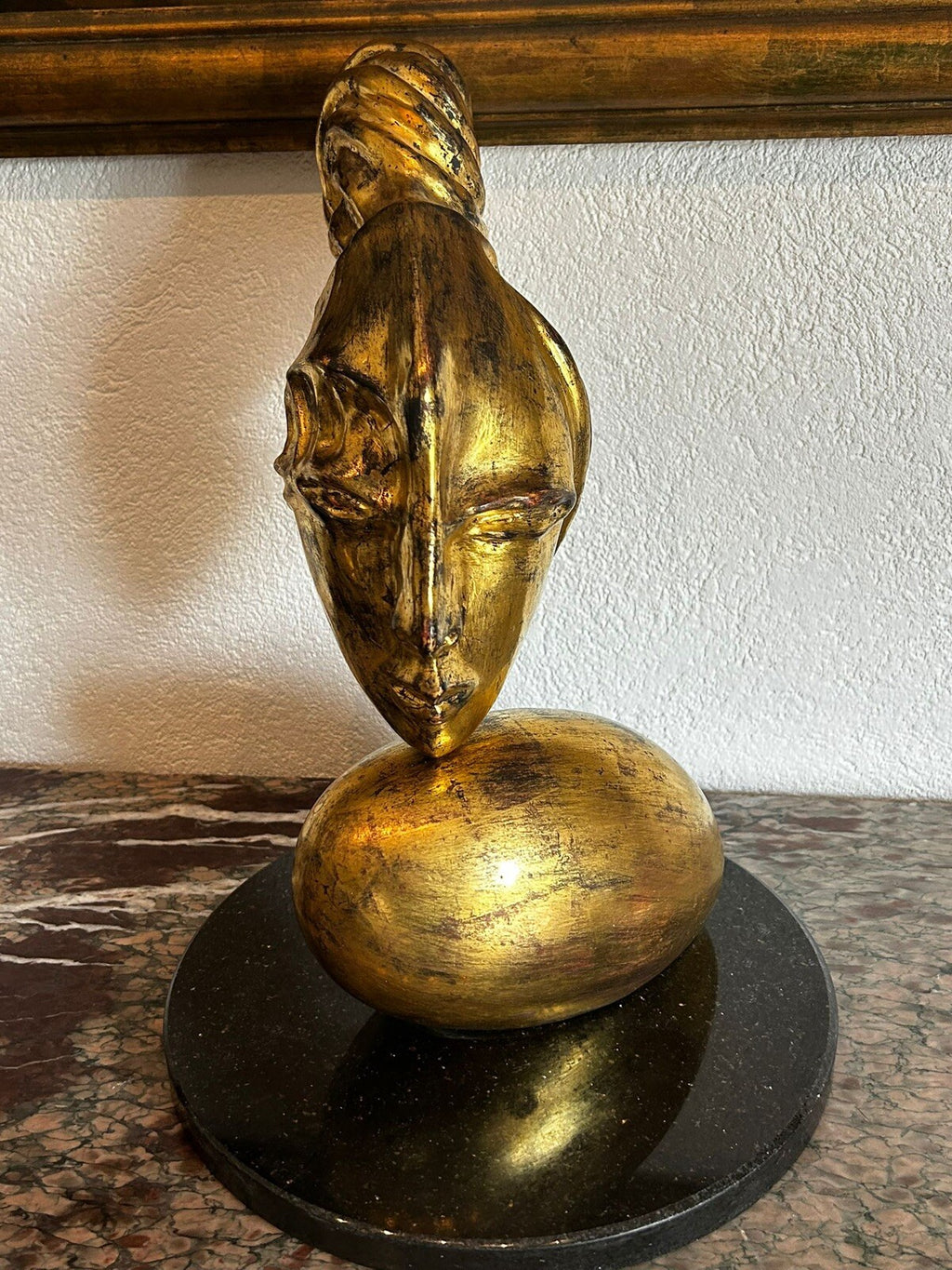 Unikat Keramik Skulptur Modern Clara Enzo Arduini vergoldet Granit Sockel