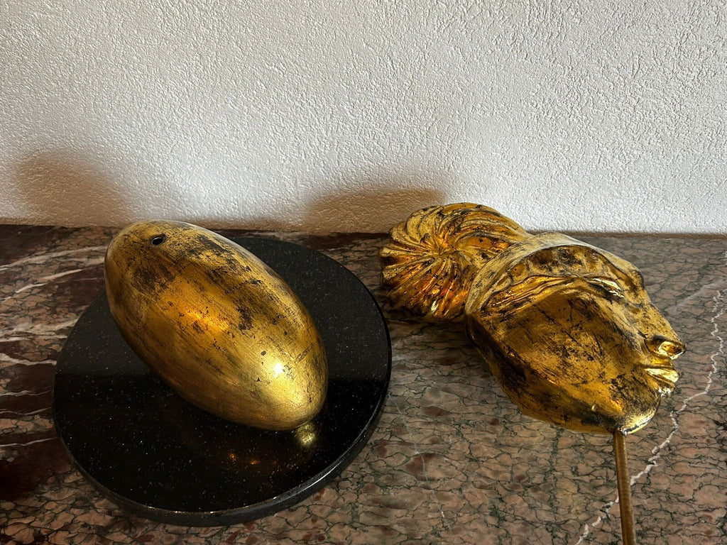 Unikat Keramik Skulptur Modern Clara Enzo Arduini vergoldet Granit Sockel