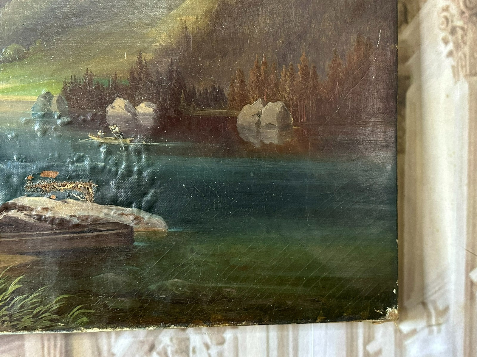 Spät Biedermeier Ölgemälde Romatische Landschaft Monogrammiert und datiert 1863