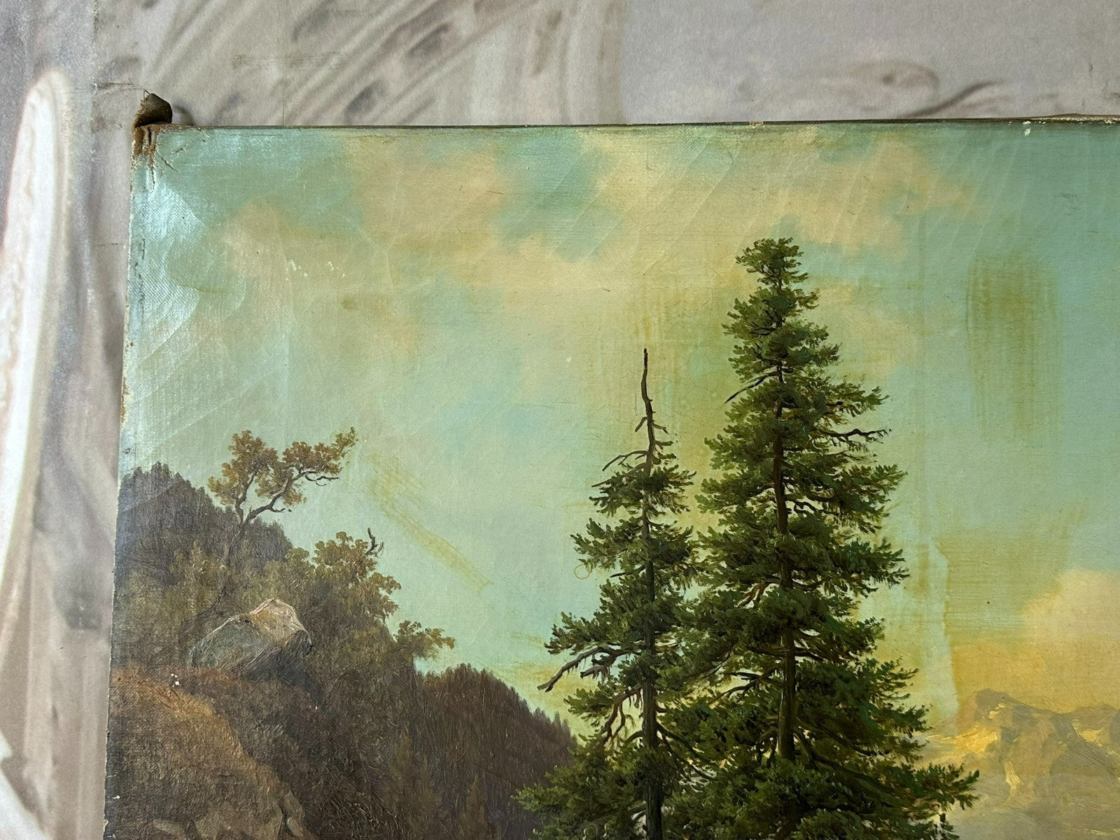 Spät Biedermeier Ölgemälde Romatische Landschaft Monogrammiert und datiert 1863