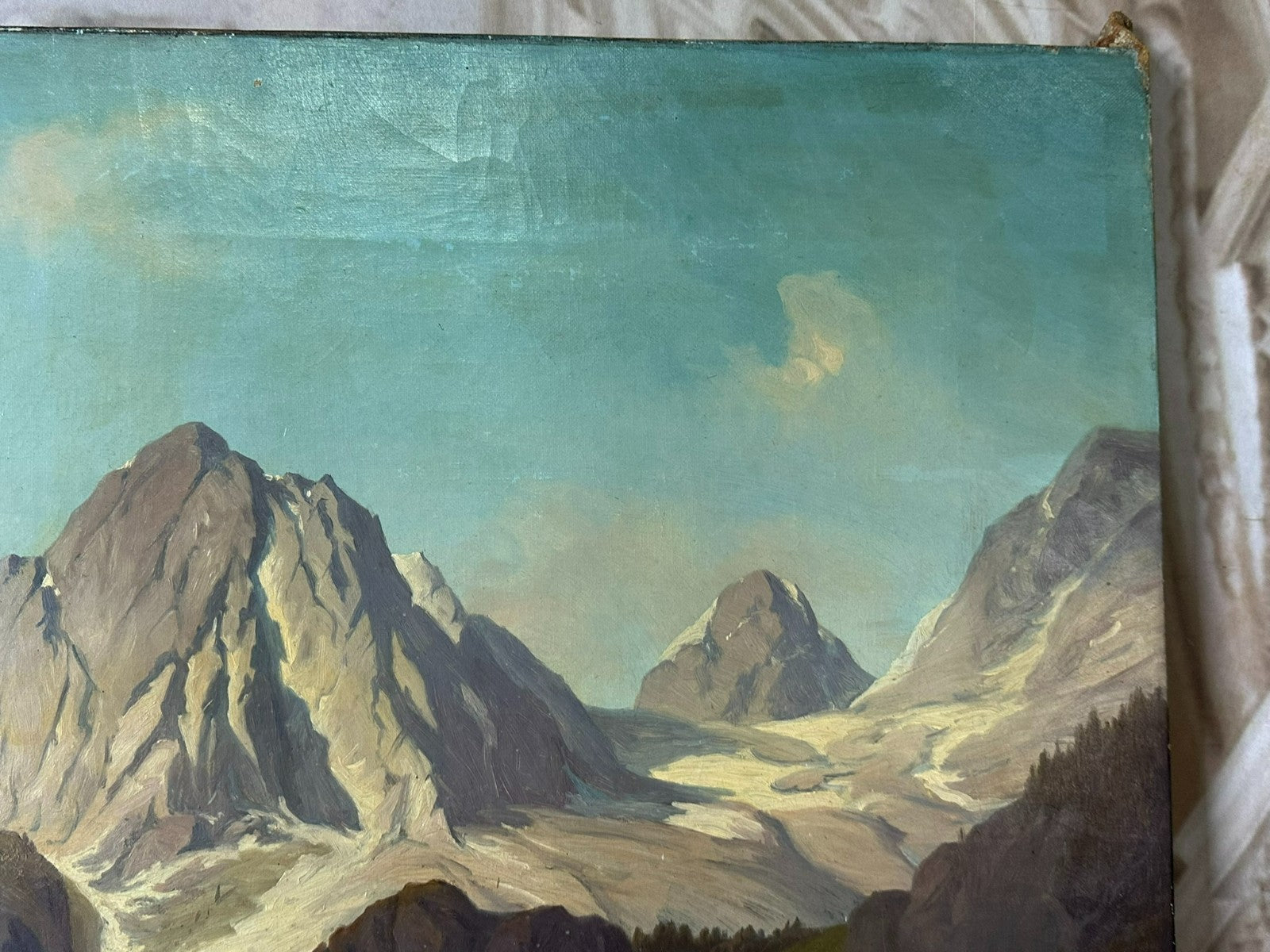 Spät Biedermeier Ölgemälde Romatische Landschaft Monogrammiert und datiert 1863