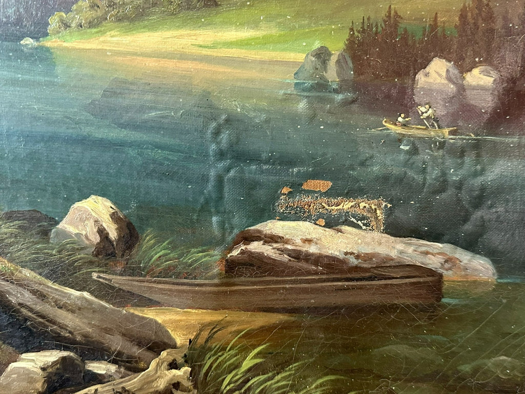 Spät Biedermeier Ölgemälde Romatische Landschaft Monogrammiert und datiert 1863