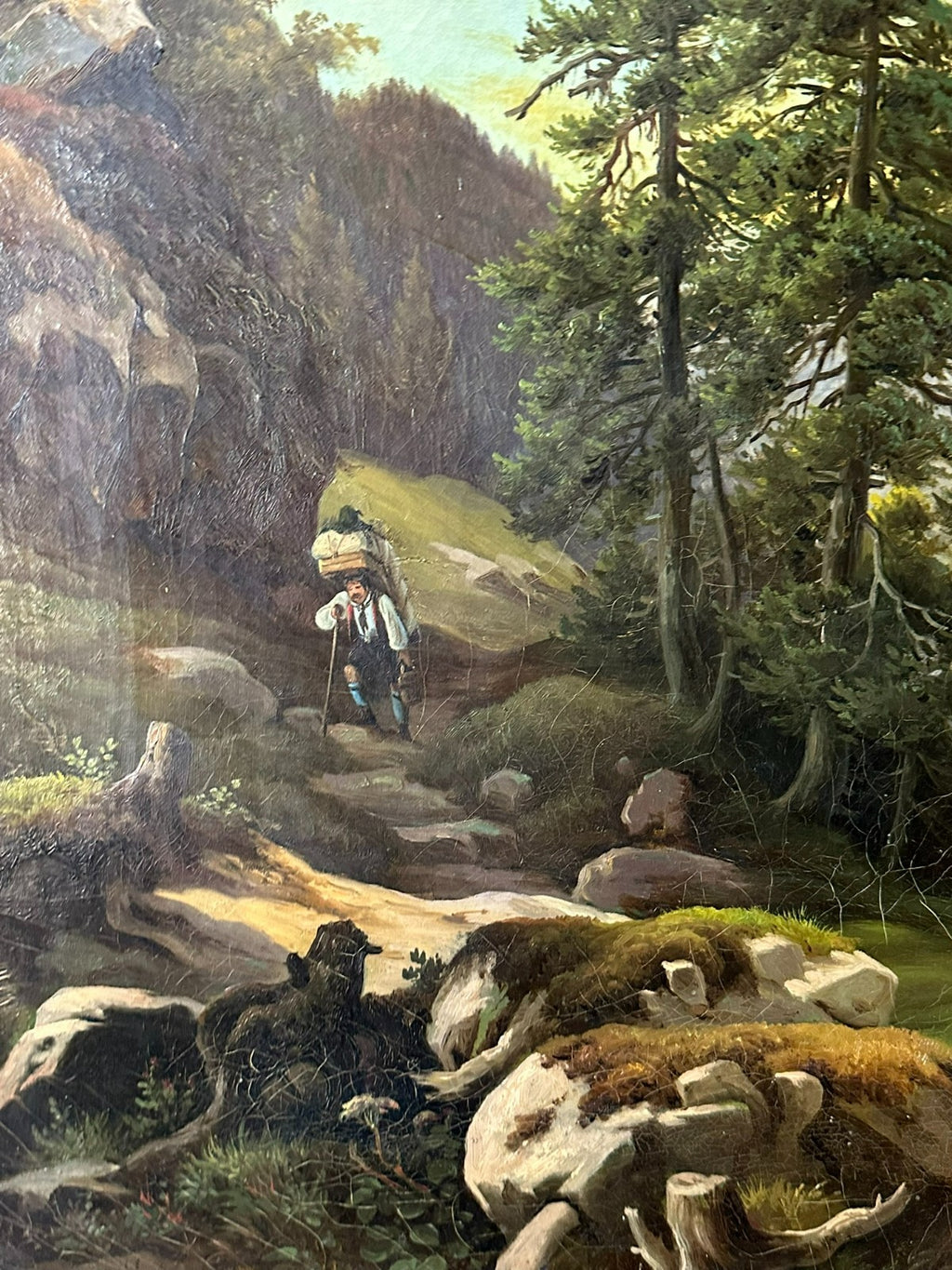 Spät Biedermeier Ölgemälde Romatische Landschaft Monogrammiert und datiert 1863