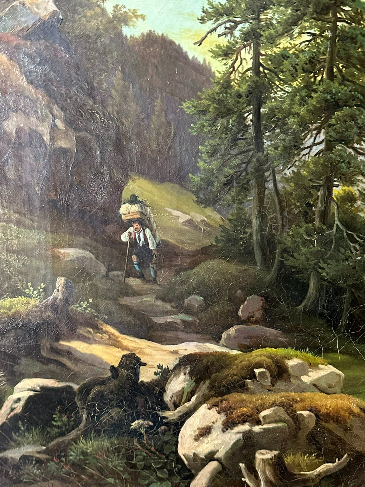 Spät Biedermeier Ölgemälde Romatische Landschaft Monogrammiert und datiert 1863