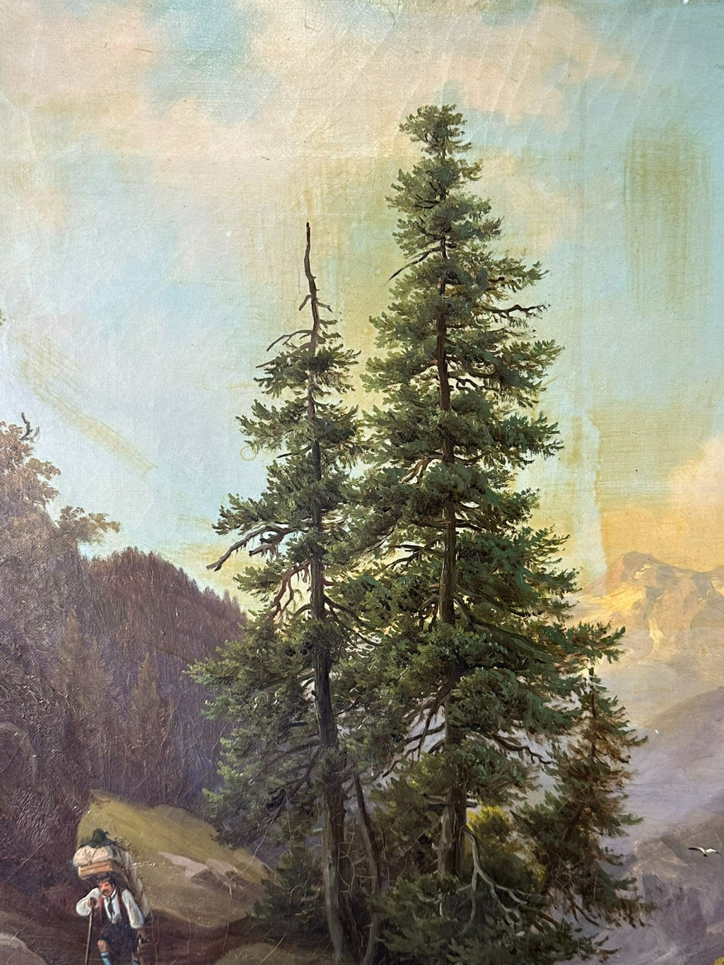 Spät Biedermeier Ölgemälde Romatische Landschaft Monogrammiert und datiert 1863
