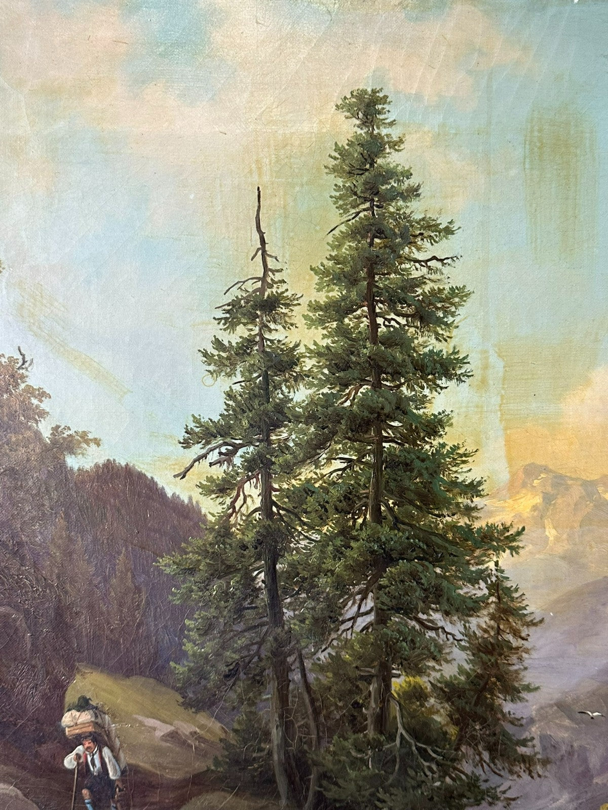 Spät Biedermeier Ölgemälde Romatische Landschaft Monogrammiert und datiert 1863