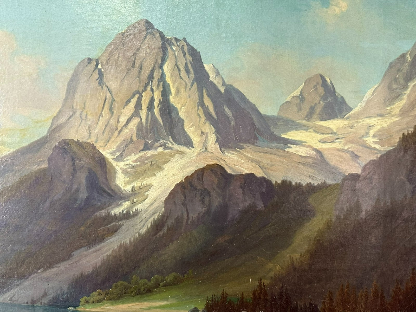 Spät Biedermeier Ölgemälde Romatische Landschaft Monogrammiert und datiert 1863