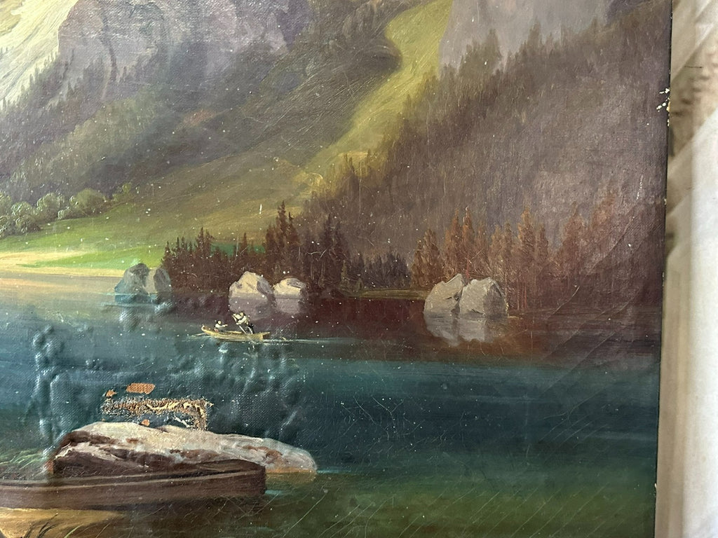 Spät Biedermeier Ölgemälde Romatische Landschaft Monogrammiert und datiert 1863