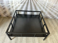 SEHR GROSSER VINTAGE BEISTELLTISCH MIT GLASPLATTE 100x100cm
