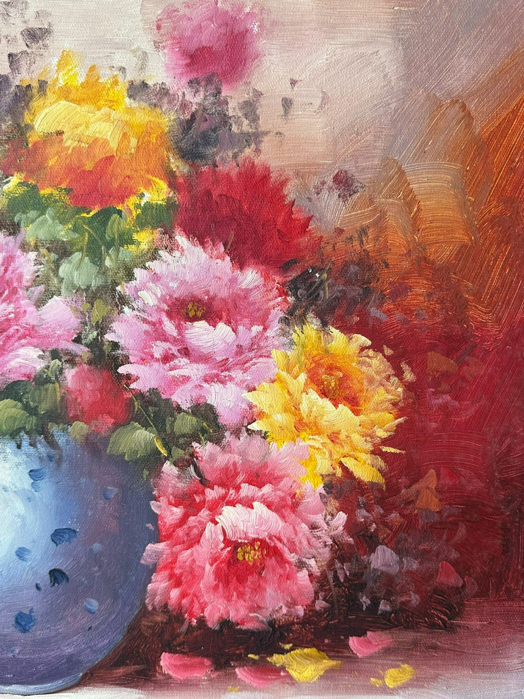 Ölgemälde auf Leinwand Gemälde Blumen Stillleben Rahmen signiert