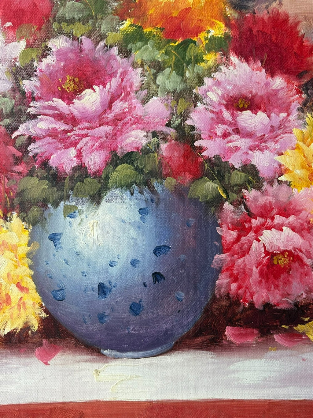 Ölgemälde auf Leinwand Gemälde Blumen Stillleben Rahmen signiert