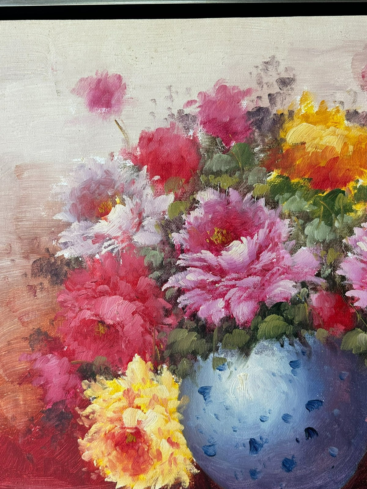 Ölgemälde auf Leinwand Gemälde Blumen Stillleben Rahmen signiert