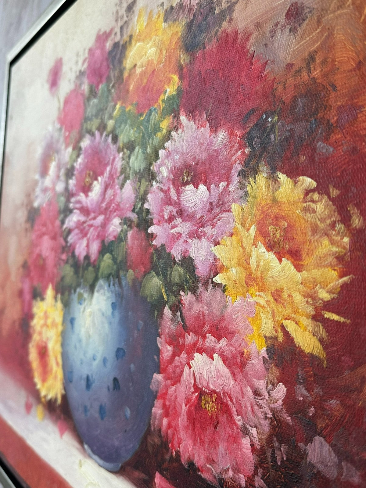 Ölgemälde auf Leinwand Gemälde Blumen Stillleben Rahmen signiert