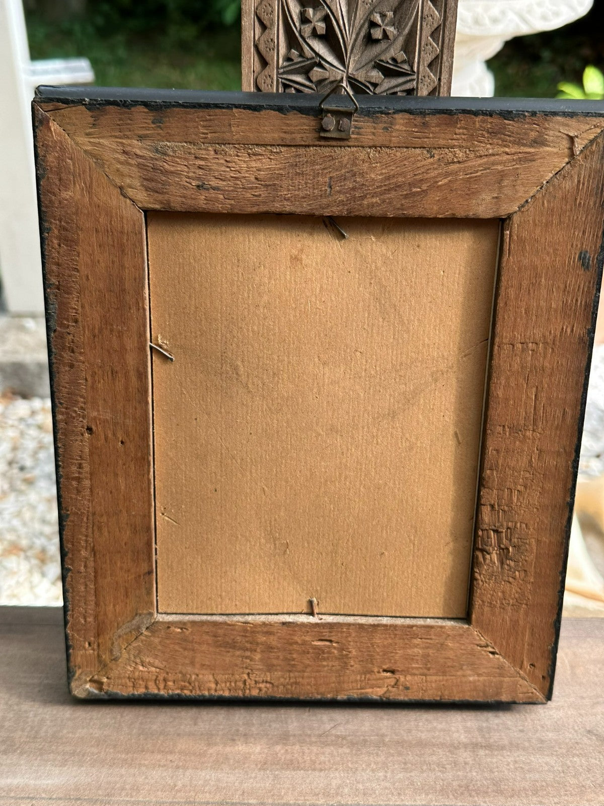 Antiker Rahmen Klavierlackrahmen schwarz 21,5x25cm Falz 13x16,7cm