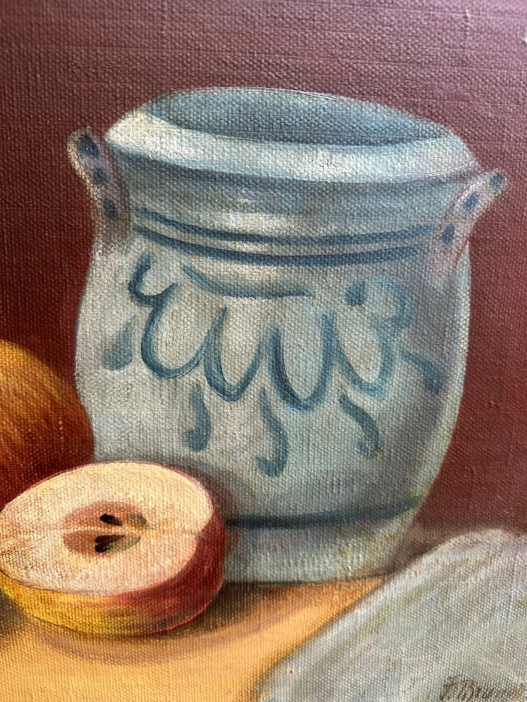 F. Brunner antikes Ölgemälde auf Leinwand Obst Stillleben