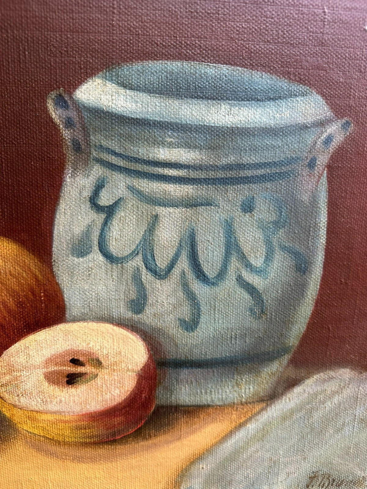 F. Brunner antikes Ölgemälde auf Leinwand Obst Stillleben