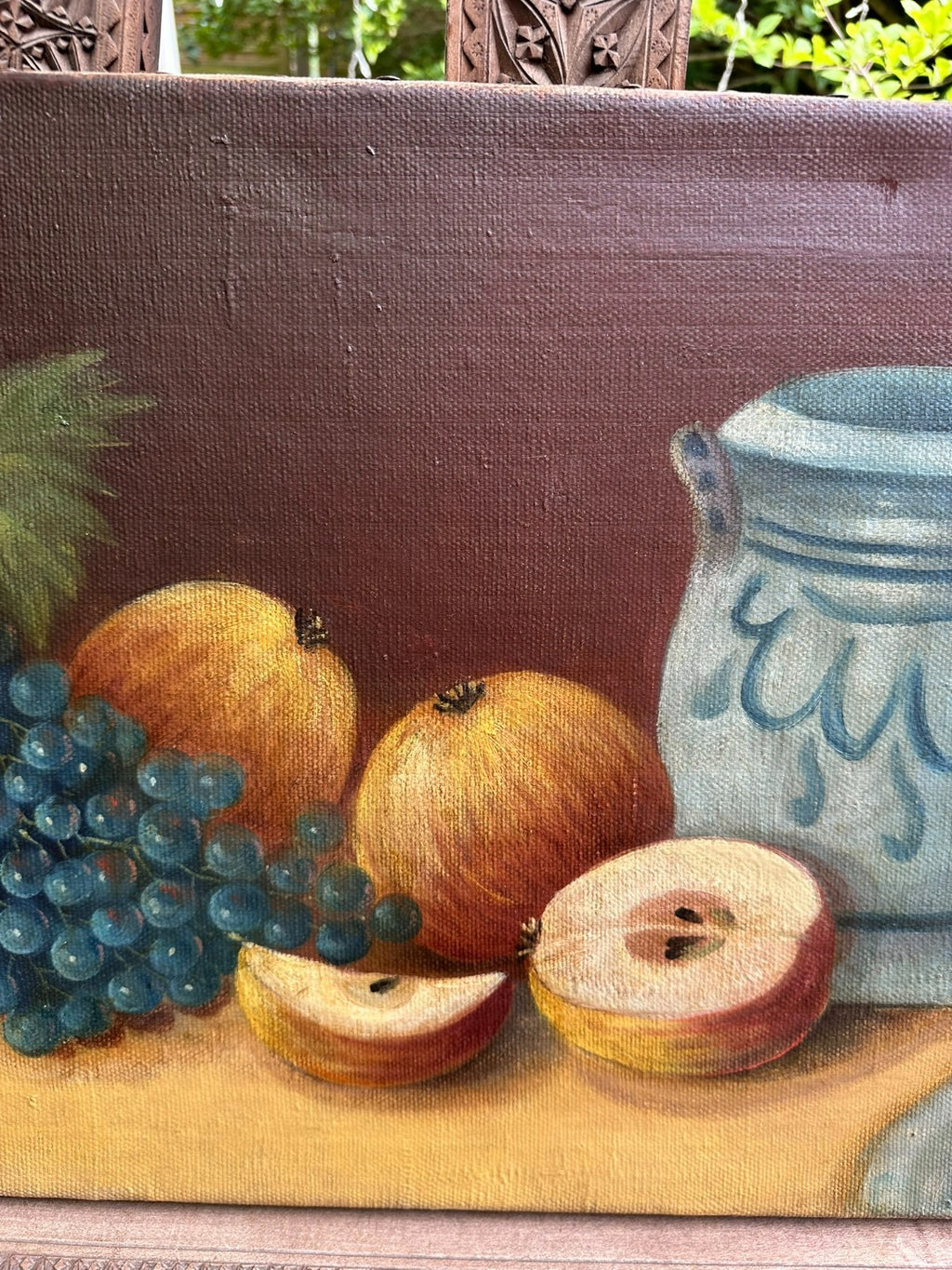 F. Brunner antikes Ölgemälde auf Leinwand Obst Stillleben
