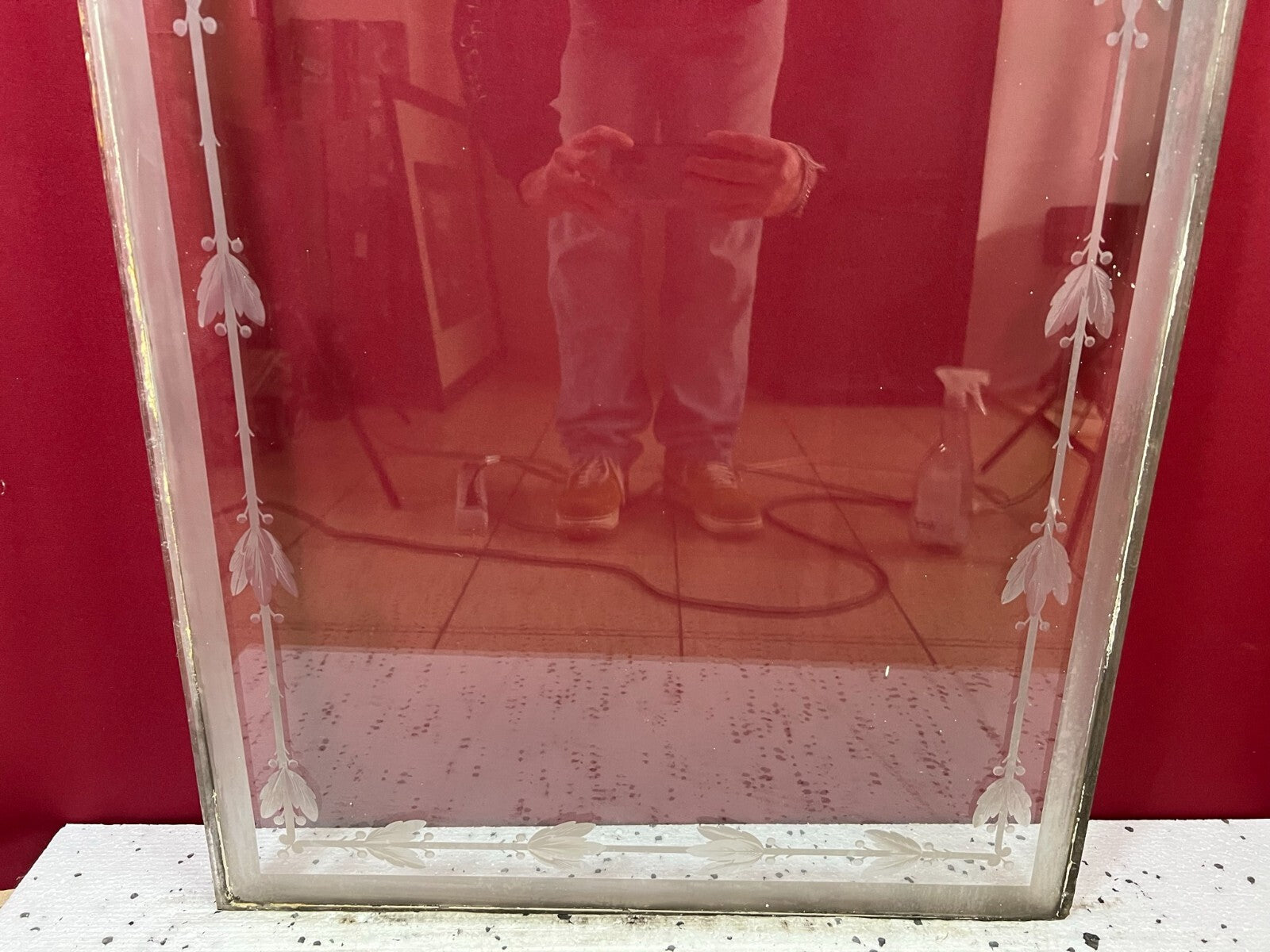 Antike Glasscheibe Glas Fenster Jugendstil original um 1900 Girlanden