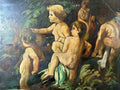 GROSSES ART DECO ÖLGEMÄLDE AUF PAPIER GEMÄLDE NACKEDEIEN KINDER