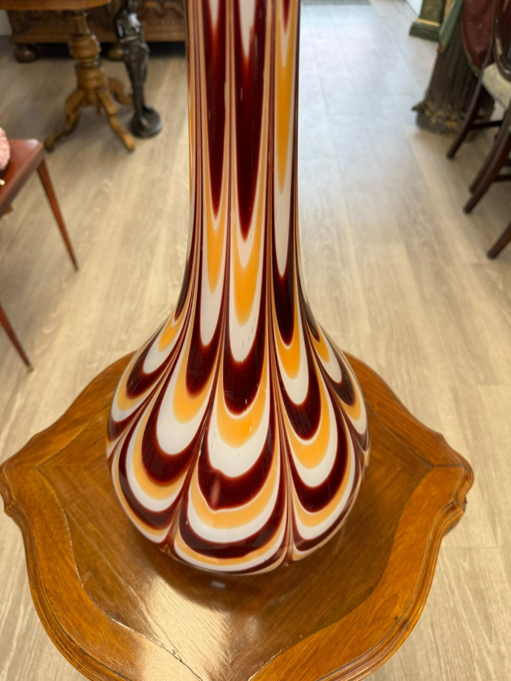 Vintage Bodenvase grosse Vase aus Glas Lollipop Space Age Schott Zwiesel 81x27cm