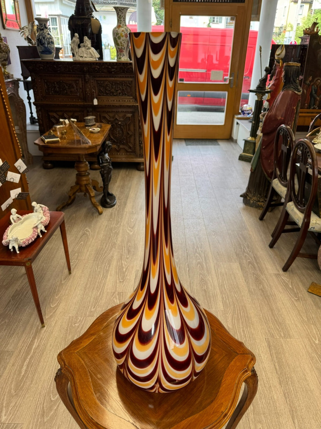 Vintage Bodenvase grosse Vase aus Glas Lollipop Space Age Schott Zwiesel 81x27cm
