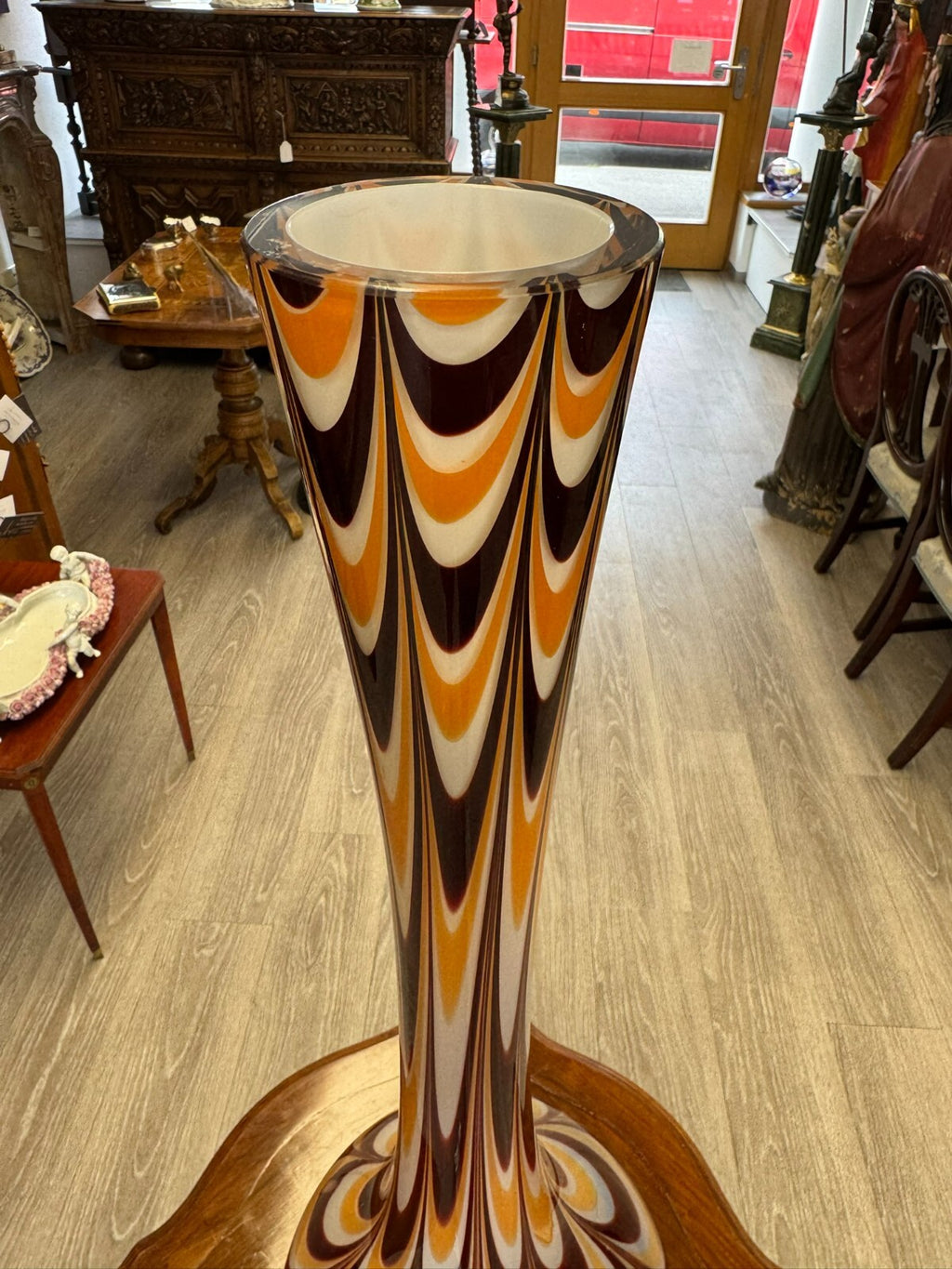 Vintage Bodenvase grosse Vase aus Glas Lollipop Space Age Schott Zwiesel 81x27cm