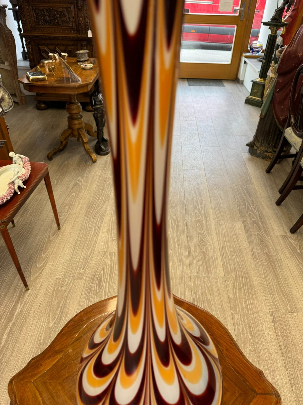 Vintage Bodenvase grosse Vase aus Glas Lollipop Space Age Schott Zwiesel 81x27cm