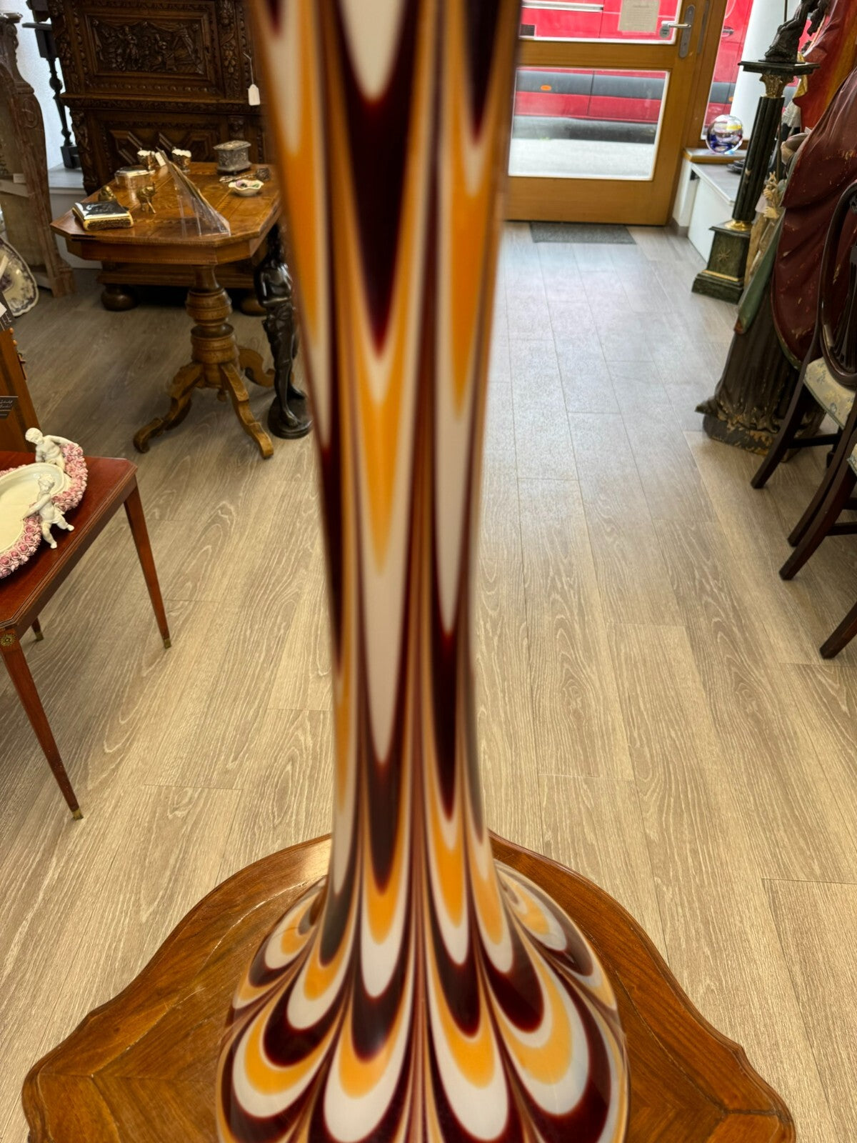 Vintage Bodenvase grosse Vase aus Glas Lollipop Space Age Schott Zwiesel 81x27cm