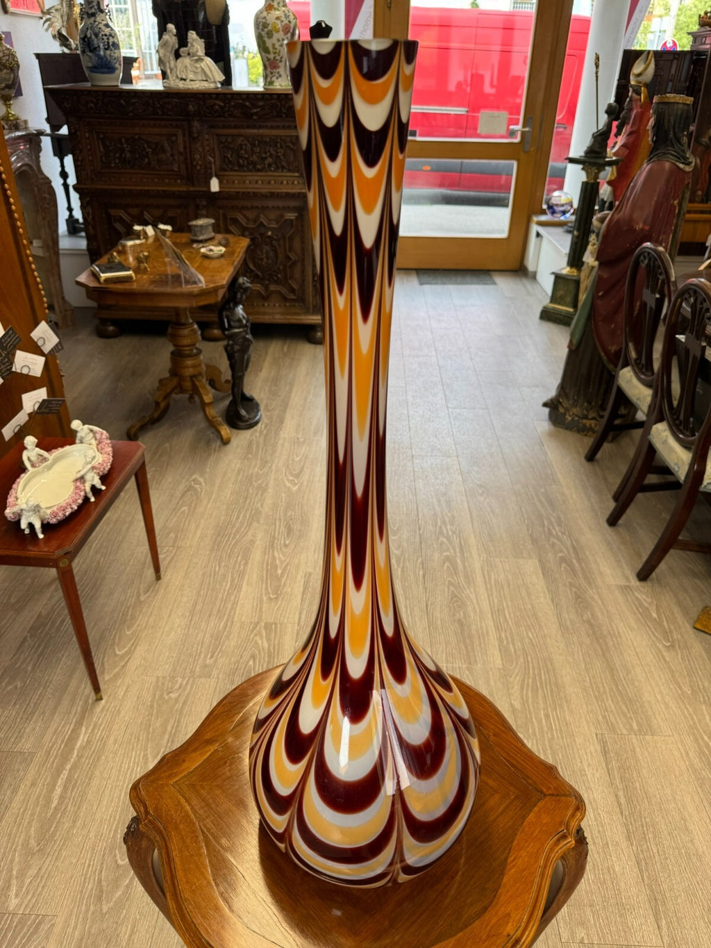 Vintage Bodenvase grosse Vase aus Glas Lollipop Space Age Schott Zwiesel 81x27cm