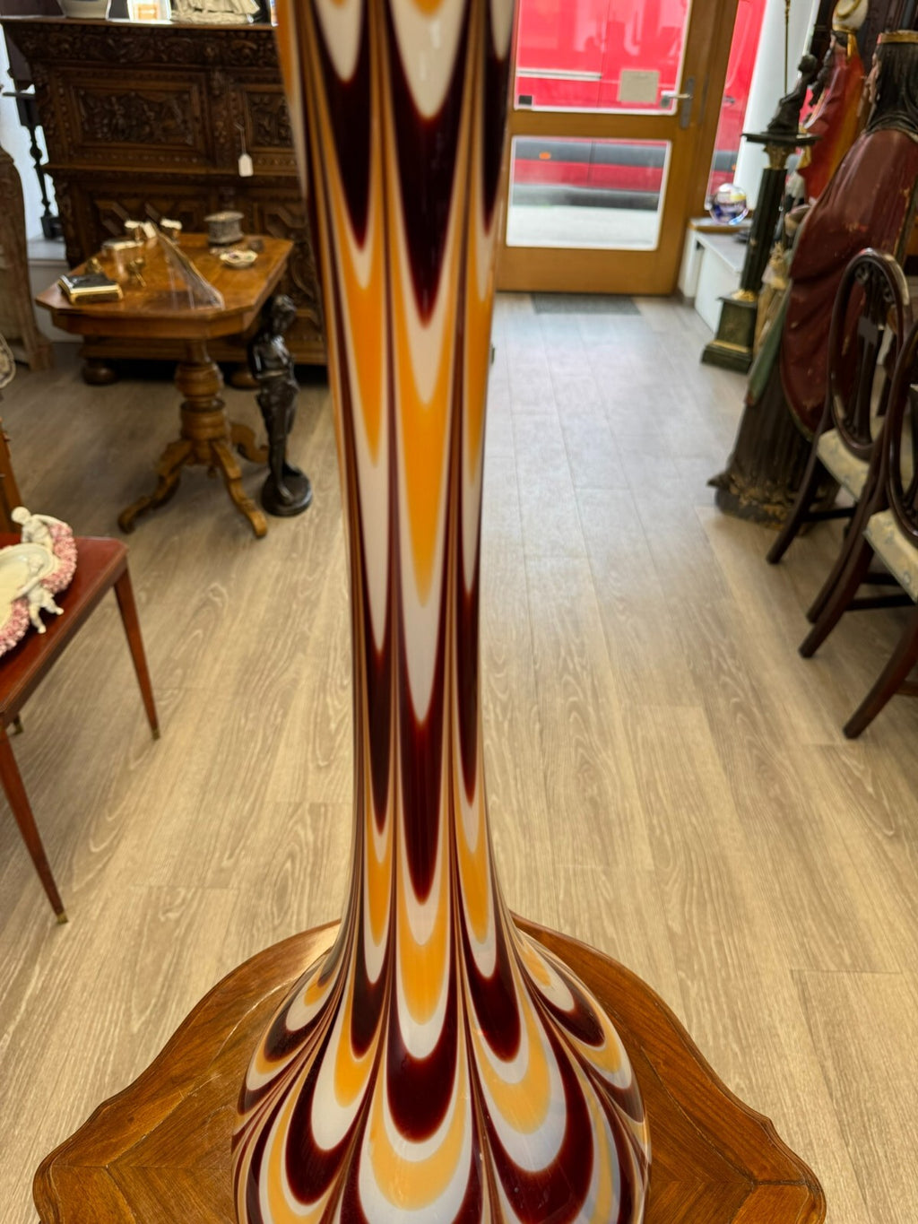 Vintage Bodenvase grosse Vase aus Glas Lollipop Space Age Schott Zwiesel 81x27cm