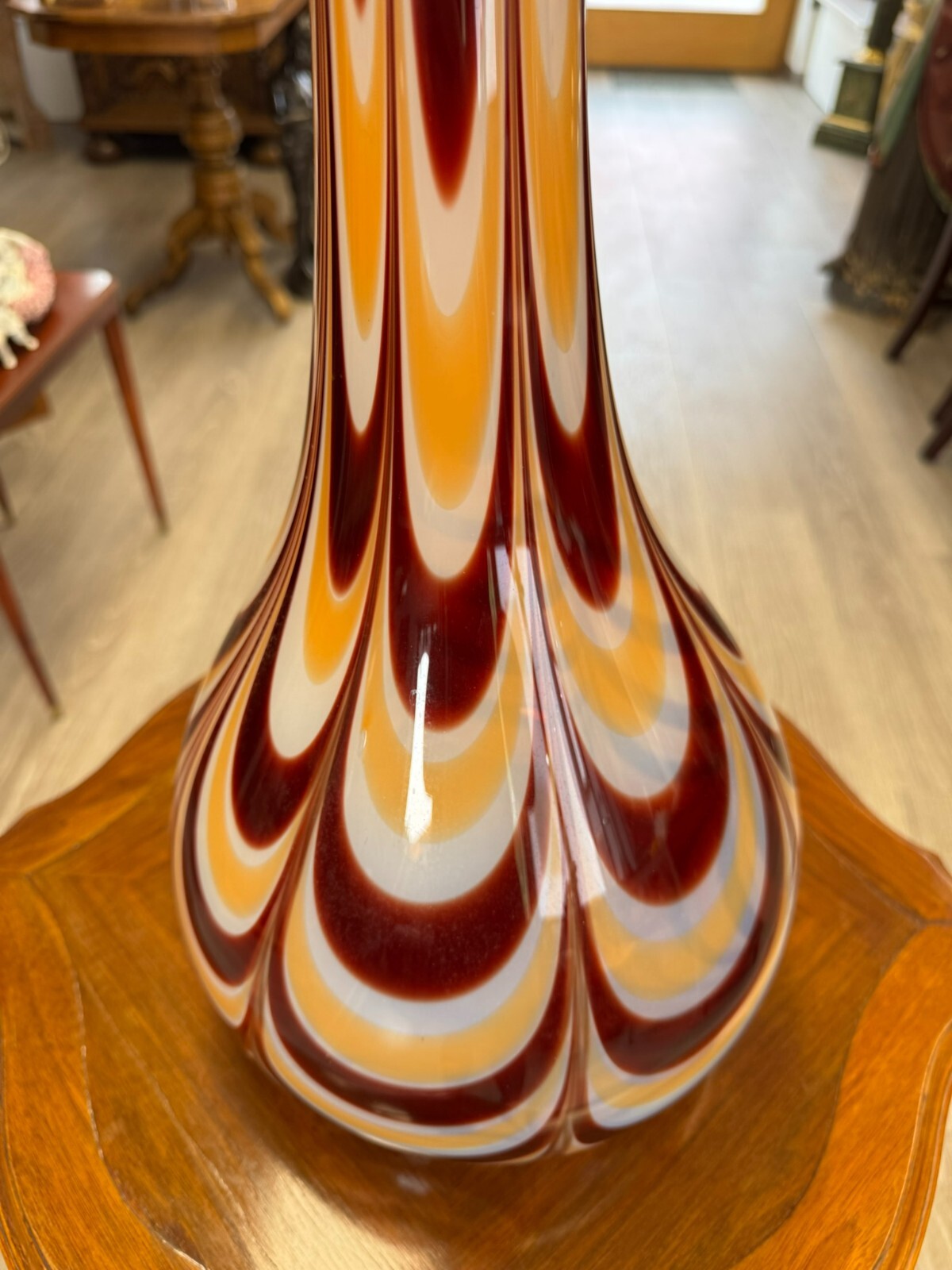 Vintage Bodenvase grosse Vase aus Glas Lollipop Space Age Schott Zwiesel 81x27cm