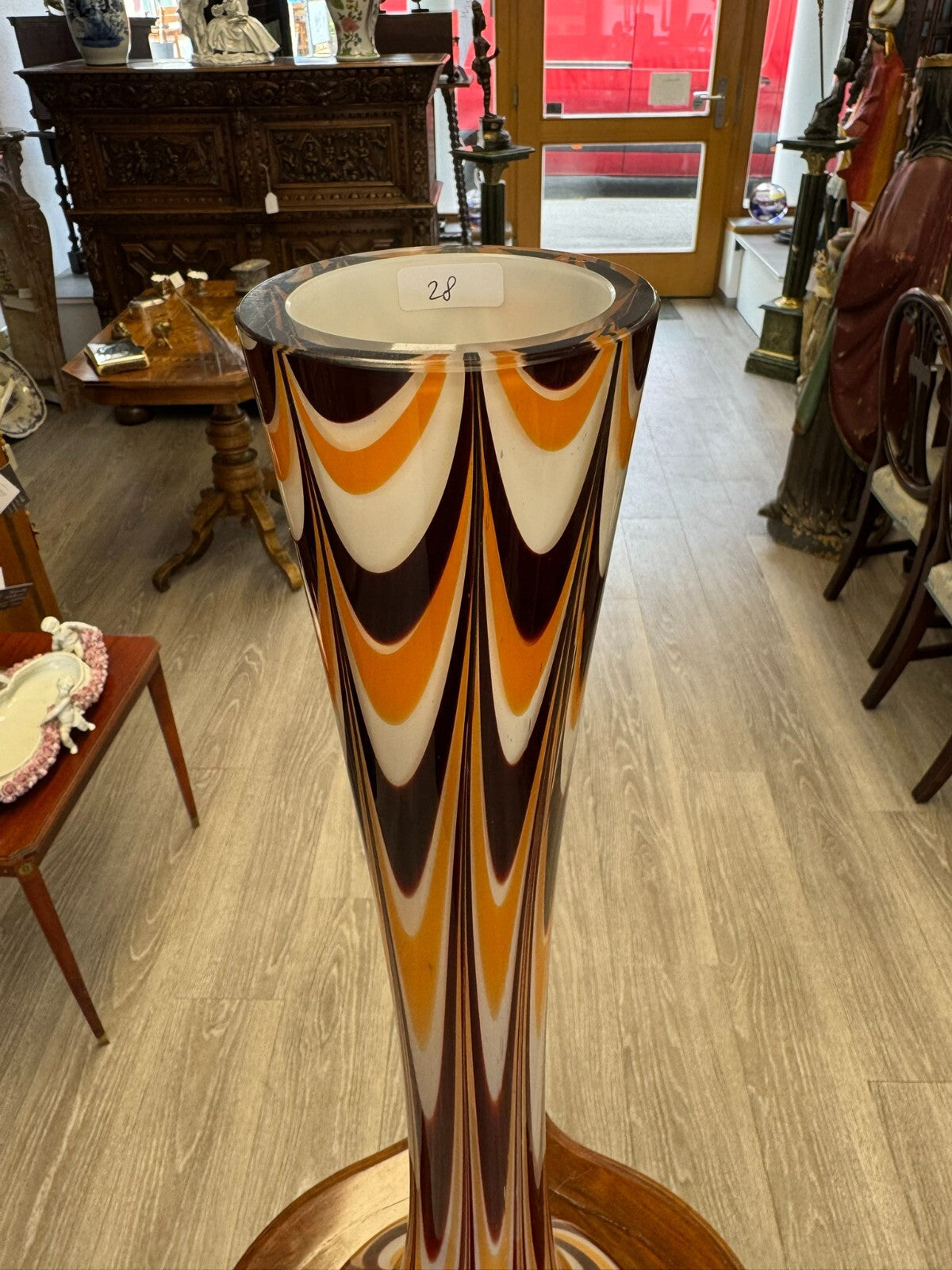 Vintage Bodenvase grosse Vase aus Glas Lollipop Space Age Schott Zwiesel 81x27cm