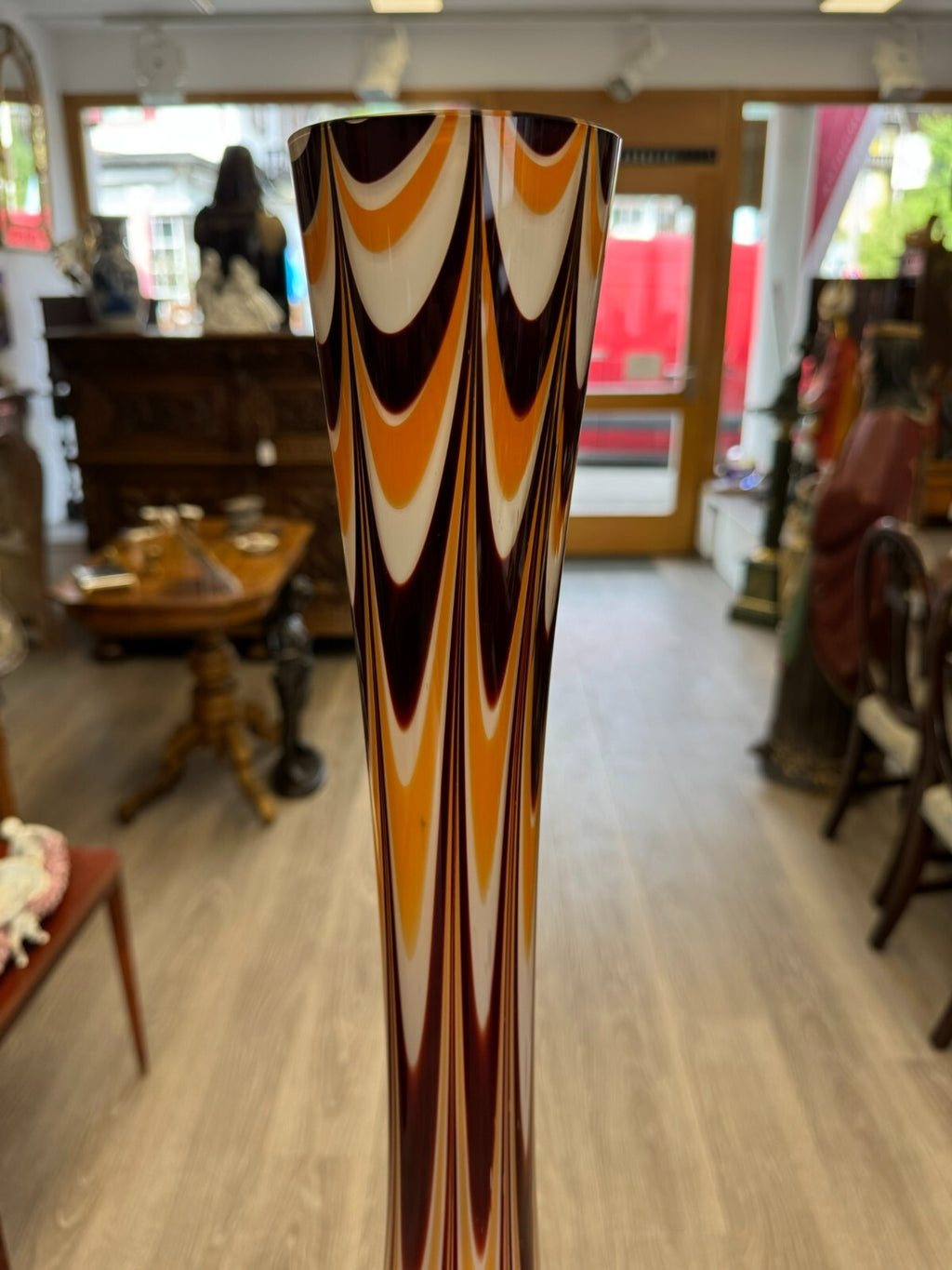 Vintage Bodenvase grosse Vase aus Glas Lollipop Space Age Schott Zwiesel 81x27cm