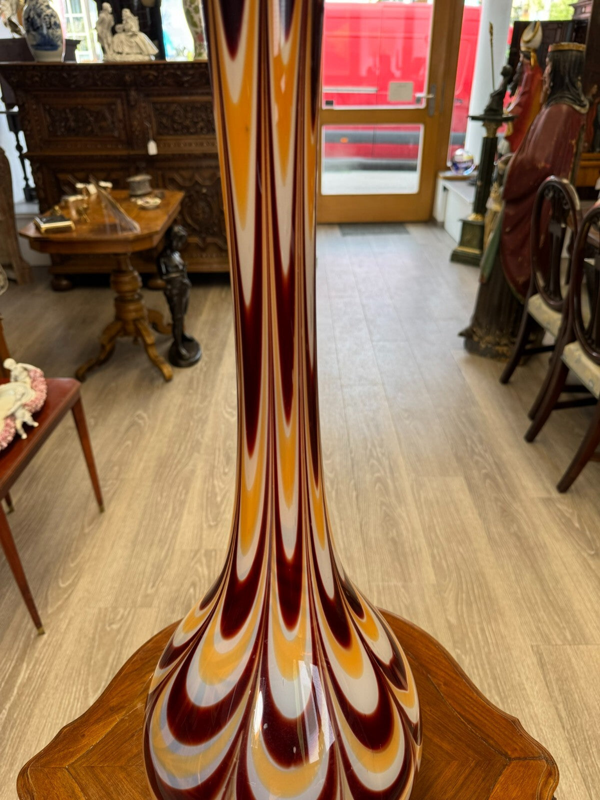 Vintage Bodenvase grosse Vase aus Glas Lollipop Space Age Schott Zwiesel 81x27cm