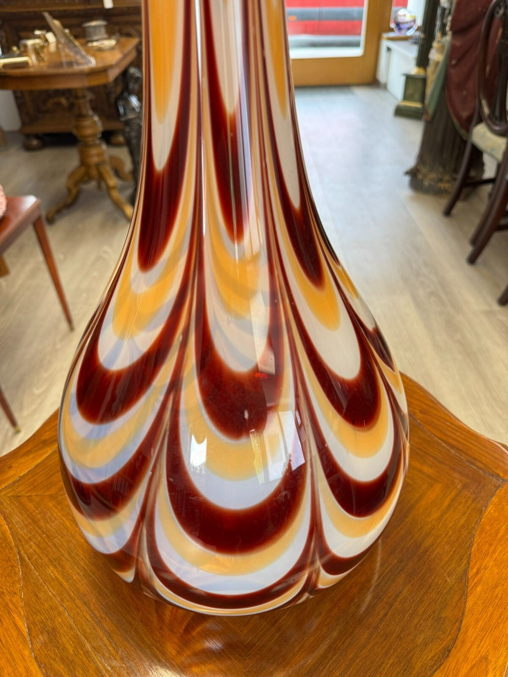 Vintage Bodenvase grosse Vase aus Glas Lollipop Space Age Schott Zwiesel 81x27cm