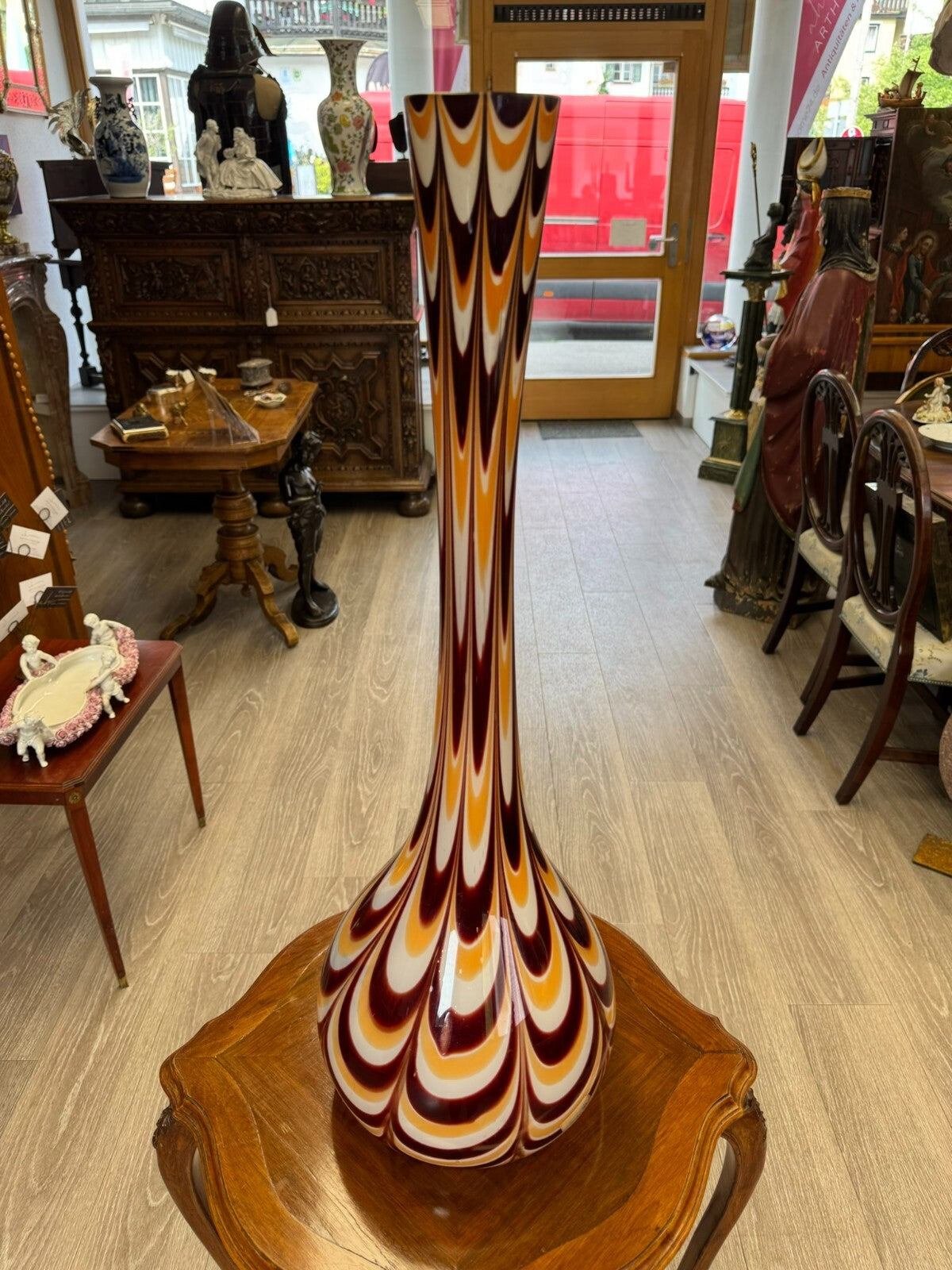 Vintage Bodenvase grosse Vase aus Glas Lollipop Space Age Schott Zwiesel 81x27cm