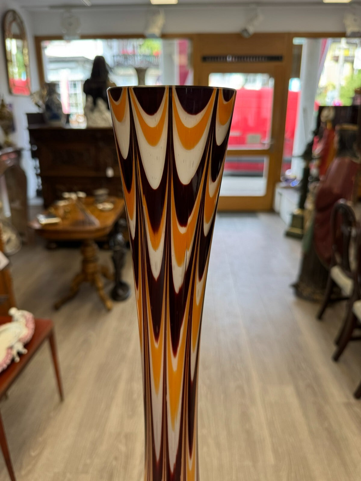 Vintage Bodenvase grosse Vase aus Glas Lollipop Space Age Schott Zwiesel 81x27cm